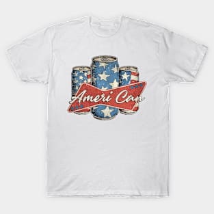 Retro Ameri Can Funny 4th of July Beer Patriotic USA flag T-Shirt